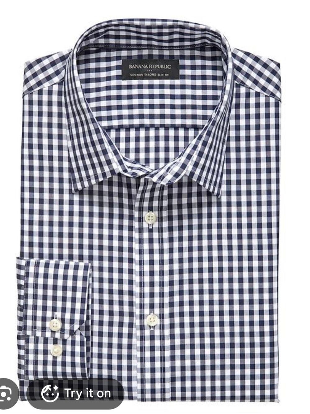 Banana Republic gingham check slim fit non iron button down size large